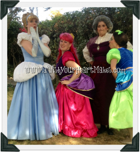 Cinderella and Evil Step Mother and Step Sisters, www.aWishYourHeartMakes.com, Fairytale parties, Central Valley and Central Coast, California
