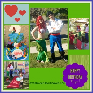 Princess Ariel and Prince Eric celebrate at a birthday party in Bakersfield!