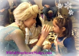 Queen Elsa made a very special trip to see a strong and beautiful little girl as she celebrated her last treatment for cancer.
